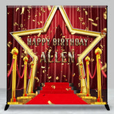 Lofaris Gold Stars Carpet Ribbon Custom Name Birthday Backdrop